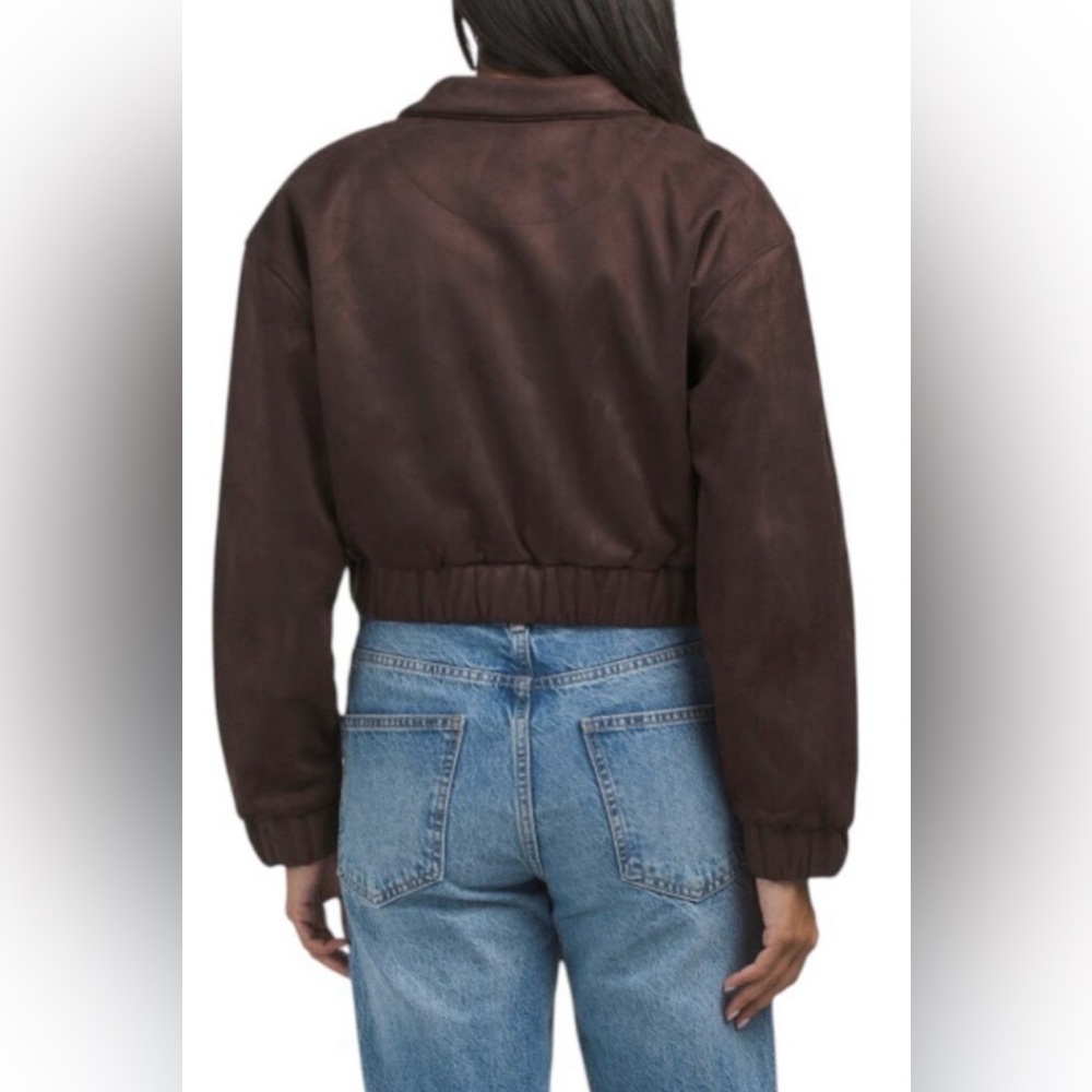 Women’s House of Harlow 1960 Cropped Faux Suede Jacket Size L brown - Picture 16 of 16